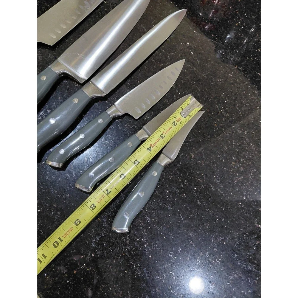Set Of 6 Sabatier Knives Gray Rivet Handles 21D890